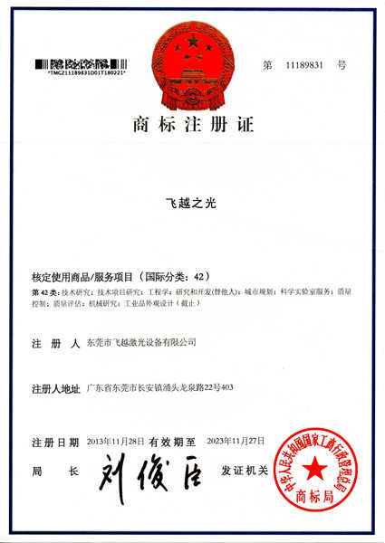 飞越之光商标注册证书（二）